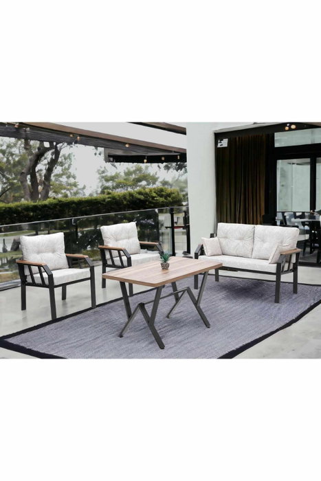 Hanah Home Conjunto de Jardín Nergiz 2+1+1 - Crema